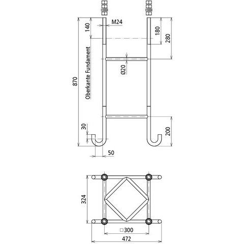 DEHN - Sockel für Fangeinrichtung Blitzschutz Ankerkorb AKO TBM FP400 f. Ortbeton m. 4xM24