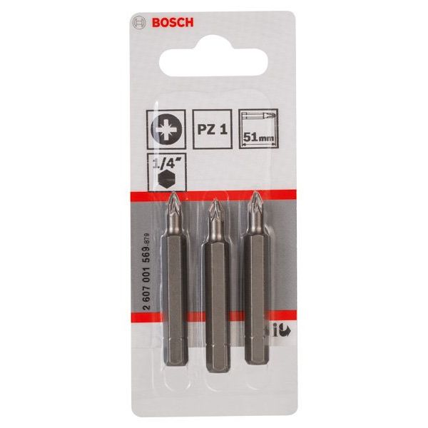 Bosch - Bit Schrauberbit Extra-Hart PZ 2607001569 1, 51 mm, 3er-Pack