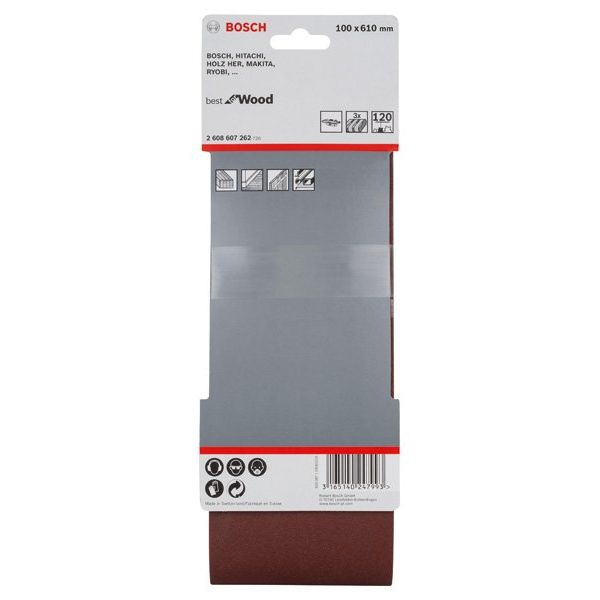 Bosch - Schleifpapier/Schleifvlies PRO X440 Schleifband, 100 2608607262 x 610 mm 120 3-tlg