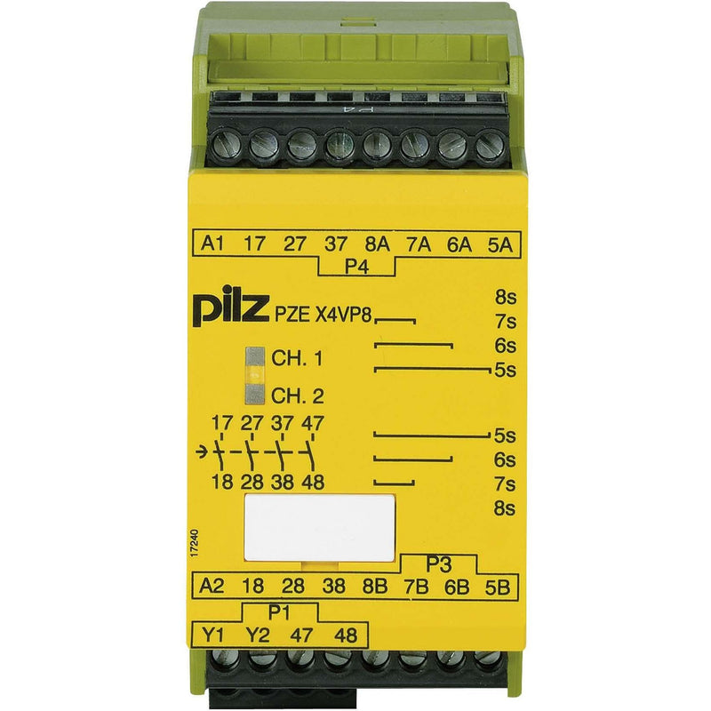 Pilz - Gerät zur Überwachung von sicherheitsgerichteten Stromkreisen Kontakterweiterungsblock PZE X4VP8 #777584 24VDC 4n/o