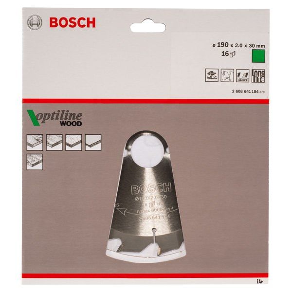 Bosch - Kreissägeblatt PRO Wood Kreissägeblatt, 2608641184 190 x 2 x 30 mm, Z16