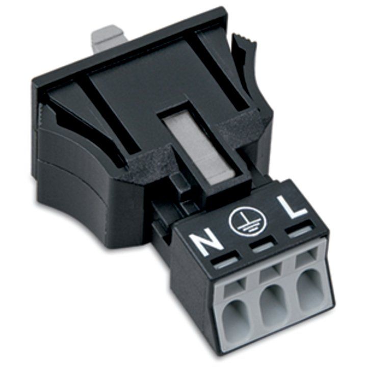 WAGO - Geräteanschluss für steckbare Gebäudeinstallation Snap-In-Stecker 890-713 3-polig,Kod. A,sw − 50 Stück