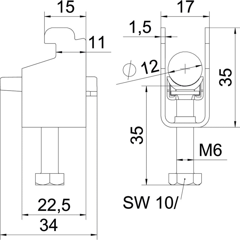 OBO Bettermann - Bügelschelle BS-N1-K-12 A2 08-12mm − 50 Stück