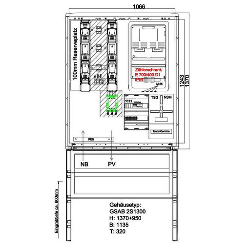 GSAB Elektrotechnik - Zähler-Komplettschrank Wandlermessung 12.W250.AR-01 250A
