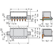 WAGO - Leiterplattensteckverbinder THR-Stiftleiste Lötstift 2092-1424/205-000 1,4mm,abgew.,lgr − 200 Stück