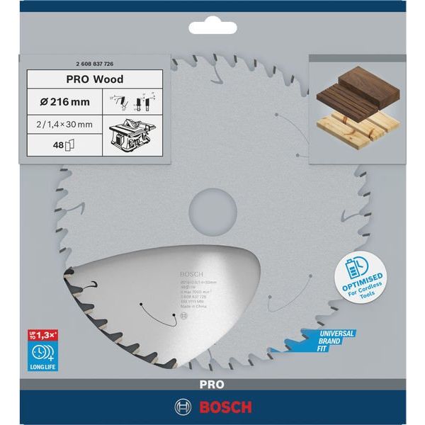 Bosch - Kreissägeblatt PRO Wood cordless 2608837726 Kreissägeblatt 216 x