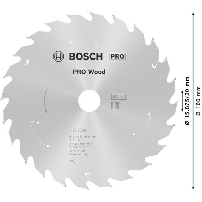 Bosch - Kreissägeblatt PRO Wood cordless 2608837676 Kreissägeblatt 160 x