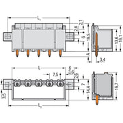 WAGO - Leiterplattensteckverbinder THT-Stiftleiste Lötstift 2092-3402/005-000 1,4mm,gerade,lgr − 100 Stück