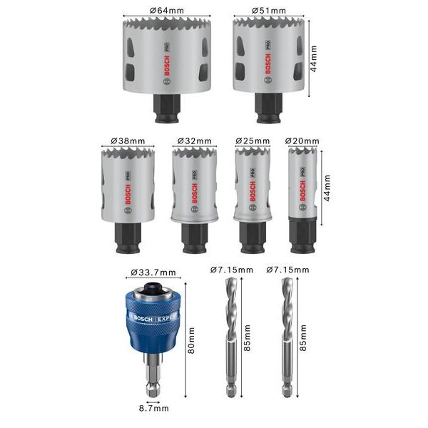 Bosch Power Tools - Werkzeugset PRO Multi Material PC Plus 2608594435VE(9) Lochsägen-Set 20 25  − 1 Packung