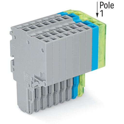 WAGO - Ein- und mehrpolige Klemmenleiste 2-Leiter-Federleiste 2020-211/000-038 1,5mm²,gr/bl/gn-ge − 20 Stück