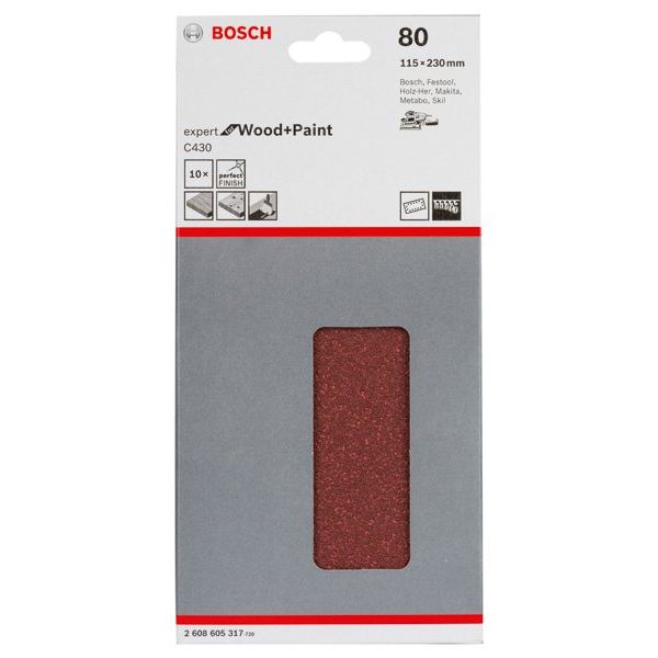Bosch - Schleifpapier/Schleifvlies Schleifblatt C430, 115 x 2608605317 230 mm 80 14 Löcher