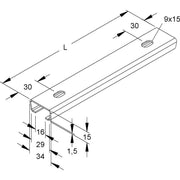 Niedax - Stiel/Profilschiene Ankerschiene 2975/200-2 FL − 50 Stück