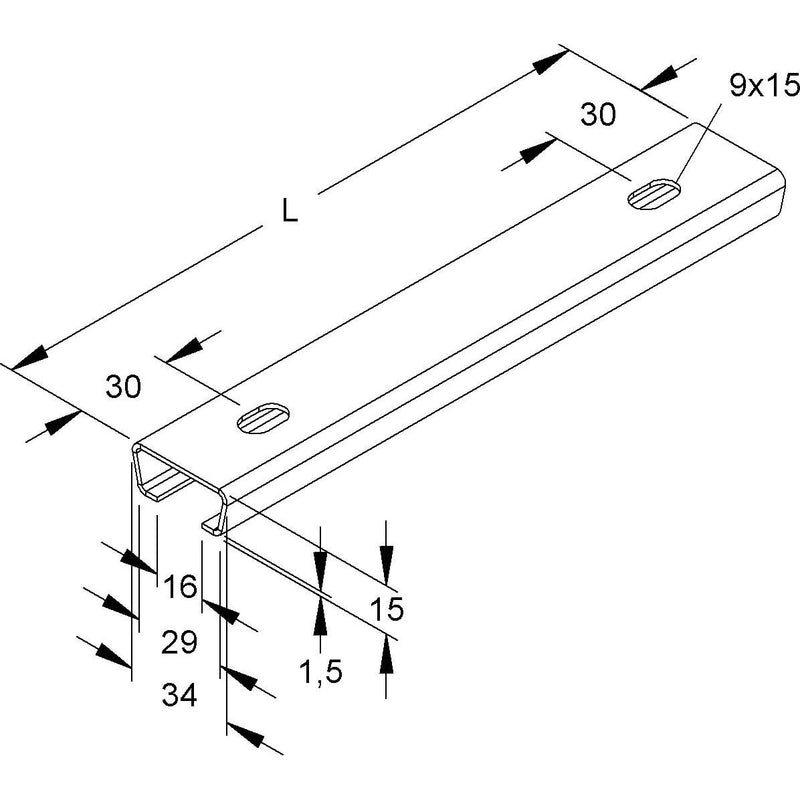 Niedax - Stiel/Profilschiene Ankerschiene 2975/200-2 FL − 50 Stück
