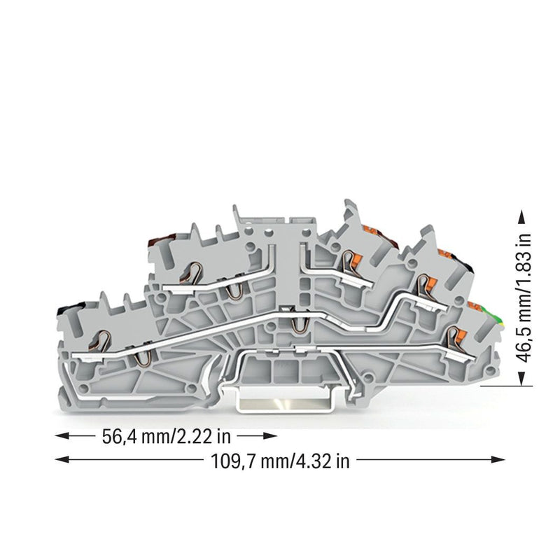 WAGO - Installations-Etagenklemme Installationsetagenklemme 2203-6560 2,5 mm² Hybrid − 50 Stück