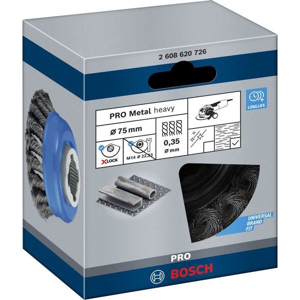 Bosch - Rotierende Drahtbürste PRO Metal heavy X-Lock 2608620726 Topfbürste 75 x 0,35