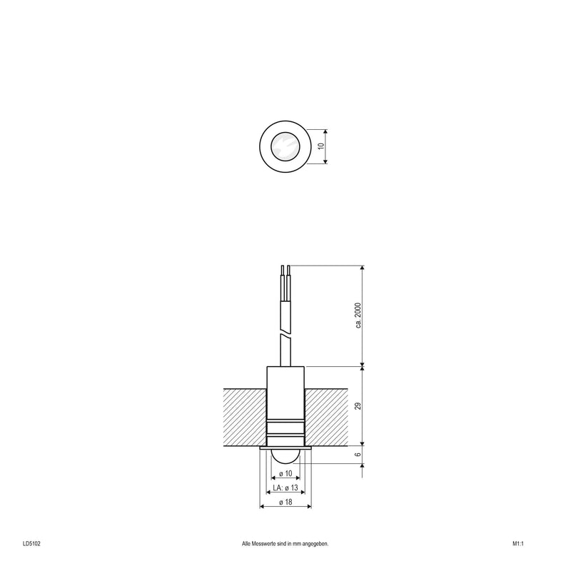 EVN Lichttechnik - Bodeneinbauleuchte LED EB-Lichtpunkt LD5 102 0,3W LED warmwhite