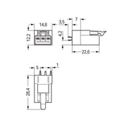WAGO - Leiterplattensteckverbinder Stecker für Leiterplatten 890-813 3-polig,schwarz − 100 Stück