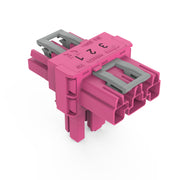 WAGO - Kompaktverteiler für steckbare Gebäudeinstallation T-Verteiler 3-polig 770-1613 Kod. B,pink − 50 Stück