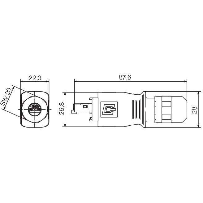 Weidmüller - Modularer Steckverbinder Kommunikationskomponente IE-PS-V14M-RJ45-FH-P