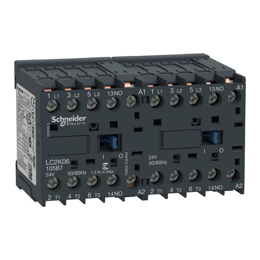 Schneider Electric - Schützkombination Wendeschütz LC2K06105B7 3P, 6A, 24V50/60HZ