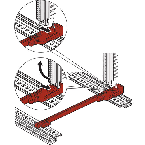 Schroff - Befestigungsteil für Baugruppe mit Rastermaß 482,6 mm (19 Zoll) X-Führungsschiene 64560074 (VE2) rot 160T − 20 Packung