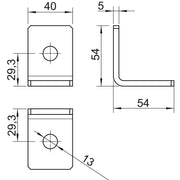 OBO Bettermann - Befestigungselement für Stiel/Profilschiene Verbindungswinkel GMS 2 VW 90 A4 54x54x40x4mm − 10 Stück