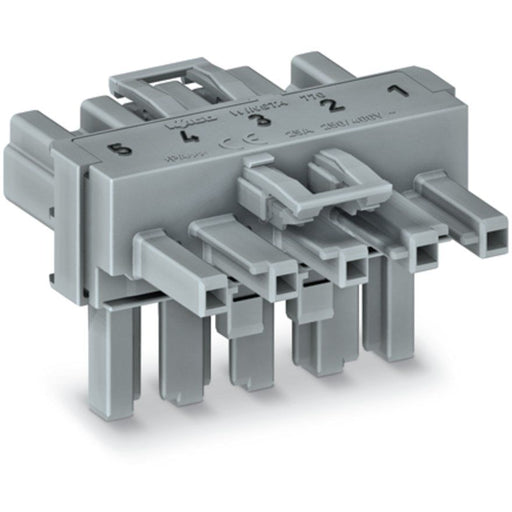 WAGO - Kompaktverteiler für steckbare Gebäudeinstallation T-Verteiler 5-polig 770-1641 Kod. B,grau − 50 Stück