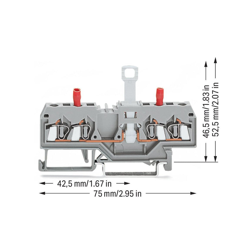 WAGO - Trenn- und Messtrenn-Reihenklemme 2-Leiter-Trenn-u.Messklem. 280-829 grau − 50 Stück