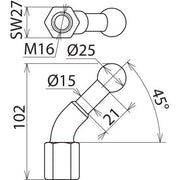 DEHN - Festpunkt für EuK-Vorrichtung Kugelfestpunkt KFP 25 W45 M16 D25mm 45Gr. abgew