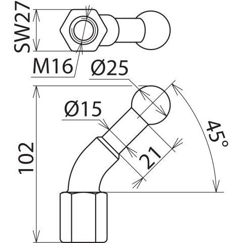 DEHN - Festpunkt für EuK-Vorrichtung Kugelfestpunkt KFP 25 W45 M16 D25mm 45Gr. abgew