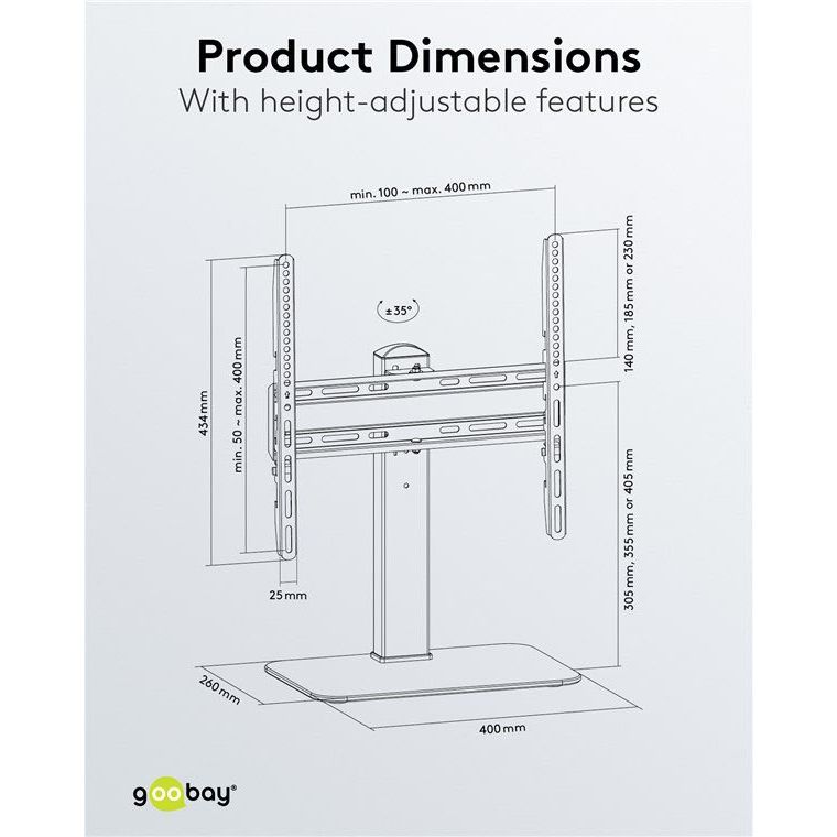 Goobay - Halterung für Audio-/Videosysteme TV-Standfuß 58524 Basic Fix