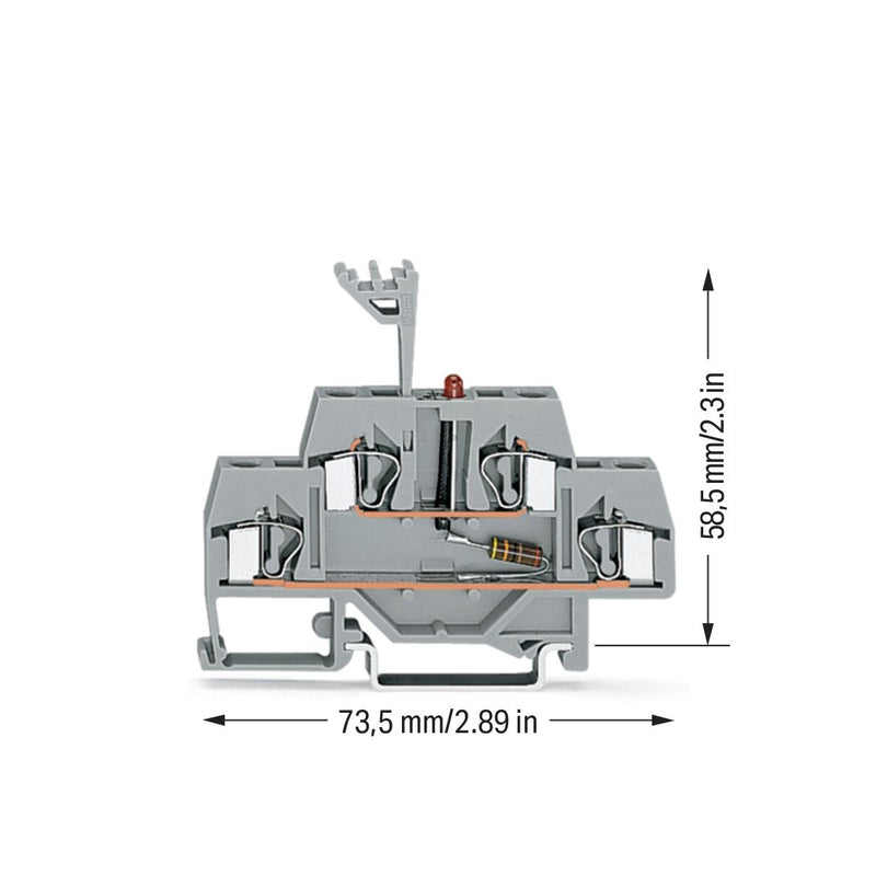 WAGO - Bauelement-Reihenklemme Doppelstockklemme 281-634/281-434 m.LED 24VDC − 50 Stück