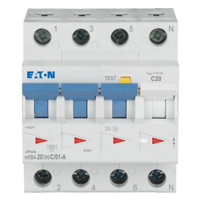 Eaton - Kombination FI-Schalter/Leitungsschutzschalter FI/LS Kombination mRB4-20/3N/C/01-A 20A 100mA