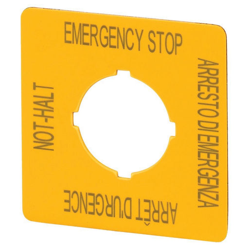 Eaton - Bezeichnungsschild für Befehlsgeräte Schild (Not-Halt) M22-XYK11 gelb, HxB=50x50mm