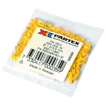 Partex - Kabelmarkierungssystem Aderbezeichnung PA02/3 E ge/sw Beutel=200Stck