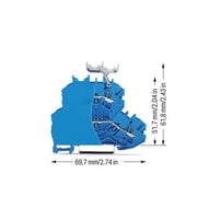 WAGO - Durchgangs-Reihenklemme Doppelstockklemme 2002-2234/099-000 Abschlussplatte,blau − 50 Stück