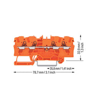 WAGO - Durchgangs-Reihenklemme 4L-Durchgangsklemme 2204-1402 4 qmm, or − 50 Stück