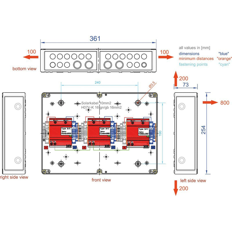 enwitec electronic - Photovoltaik-DC-Stringbox Generatoranschlusskasten GAKS100032RXBCPC11DE Dehn ÜSS − 1 Stück