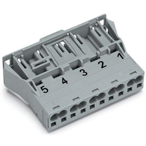 WAGO - Geräteanschluss für steckbare Gebäudeinstallation Snap-In-Stecker 770-755 5-polig,Kod. B,grau − 50 Stück