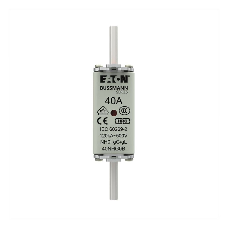 Eaton - Messersicherung Sicherungseinsatz Nieders. NH FUSE 40#40NHG0B 40A AC 500V 120kA − 3 Stück