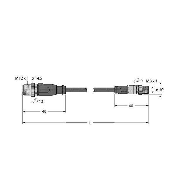 Turck - Rundsteckverbinder, feldkonfektionierbar (Industriesteckverbinder) Verbindungsleitung RSSDPSGS4M44140.7M − 1 Stück