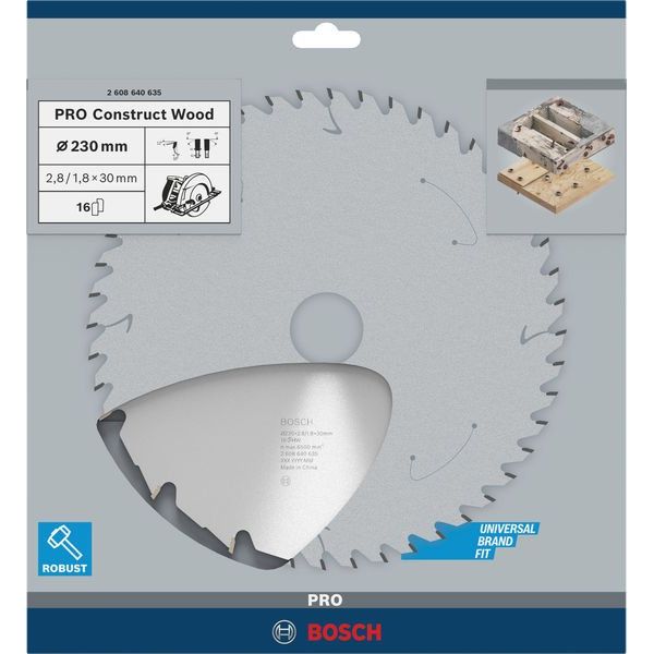 Bosch - Kreissägeblatt PRO Construct Wood 2608640635 Kreissägeblatt 230 x