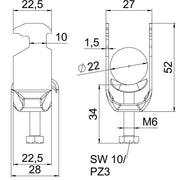 OBO Bettermann - Bügelschelle BS-H1-M-22 A4 16-22mm − 25 Stück