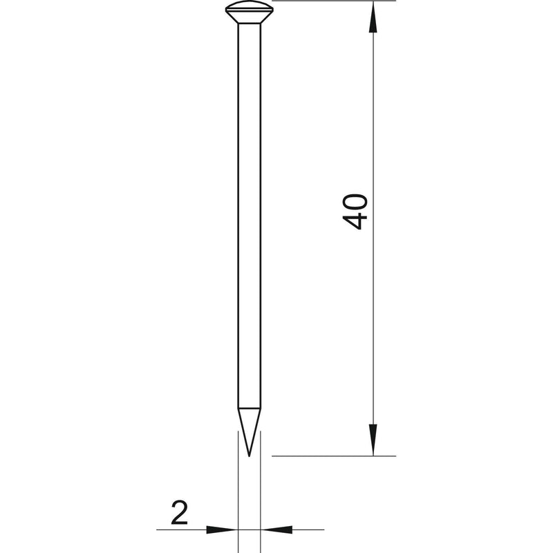 OBO Bettermann - Nagel Stahlnadel gehärtet 362 Z 40 G 2x40mm Stahl galv. − 100 Stück