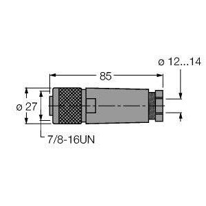 Turck - Rundsteckverbinder, feldkonfektionierbar (Industriesteckverbinder) Steckverbinder B4151-0/16 konfektionierbar