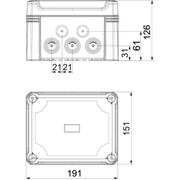 OBO Bettermann - Dose, Gehäuse für Montage auf der Wand/Decke Kabelabzweigkasten X10 R LGR-TR m.transp. Deckel