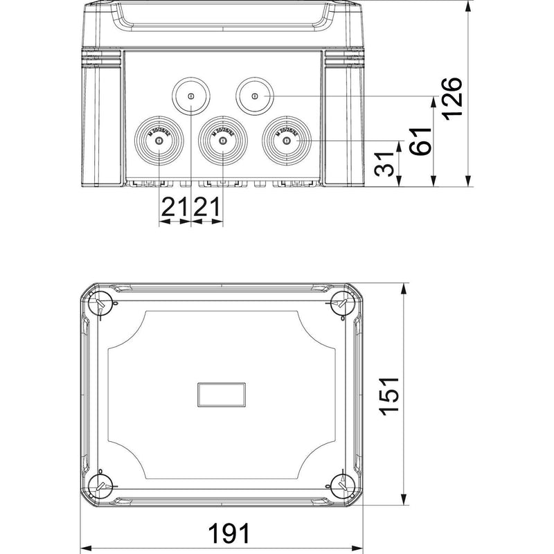 OBO Bettermann - Dose, Gehäuse für Montage auf der Wand/Decke Kabelabzweigkasten X10 R LGR-TR m.transp. Deckel