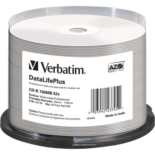 Verbatim - Speichermedium digital CD-R 80min/700MB/52x 43745 (VE50) Cakebox (50 Disc)