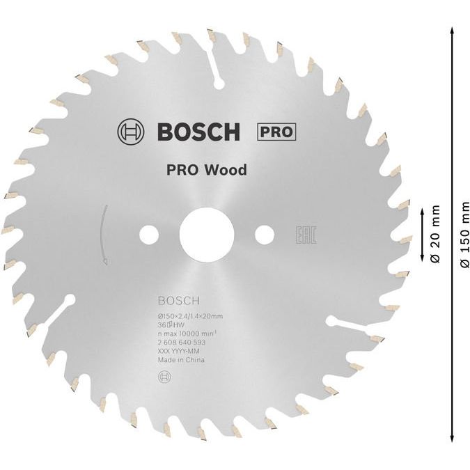 Bosch - Kreissägeblatt PRO Wood Kreissägeblatt, 2608640593 150 x 2,4 x 20 mm