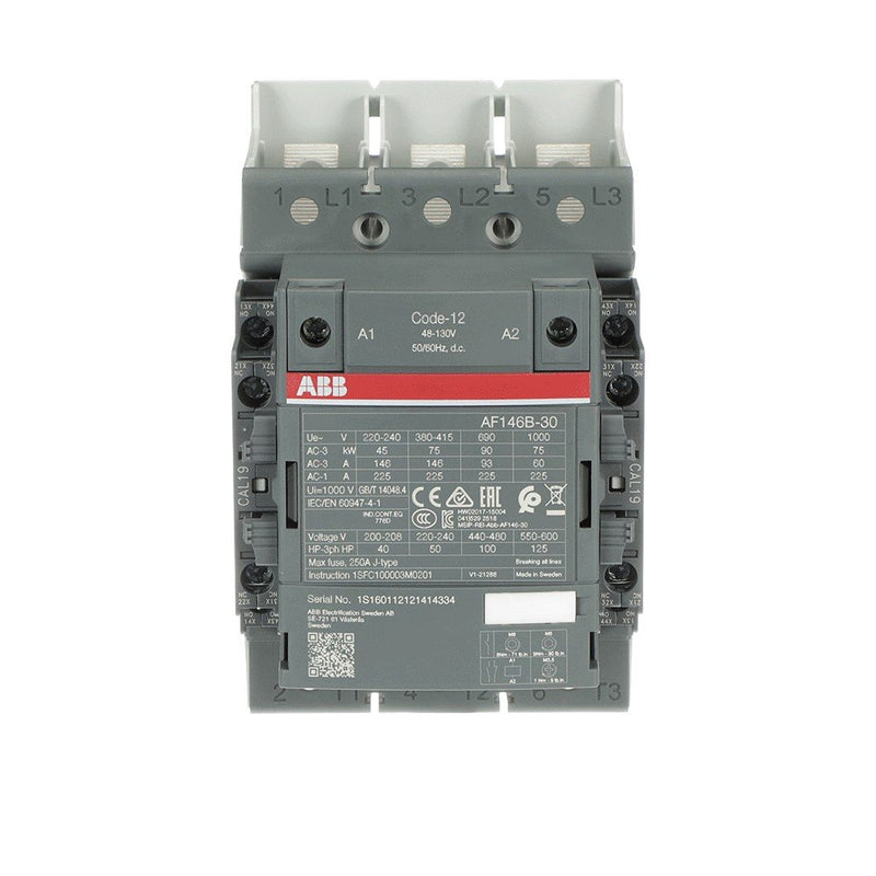 ABB Stotz S&J - Leistungsschütz zum Schalten von Wechselstrom Schütz AF146B-30-22-12 48-130V50/60Hz3polig